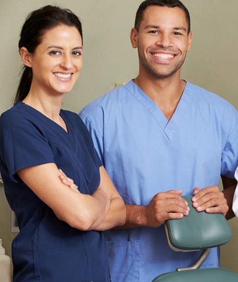 Dental team smiling