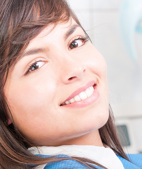 Close-up of woman in dental chair